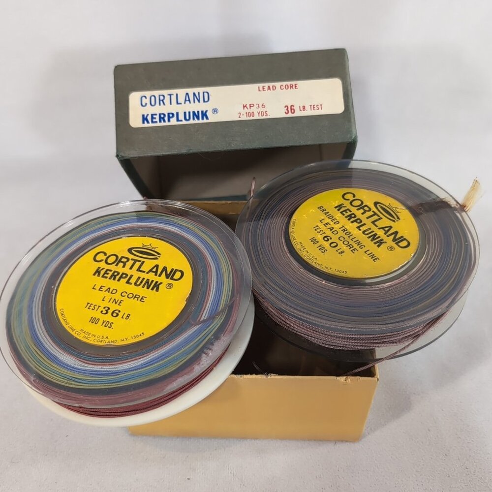 2 Cortland Kerplunk Braided Trolling Line Lead Core 100 yds 36 60lb USA Vintage